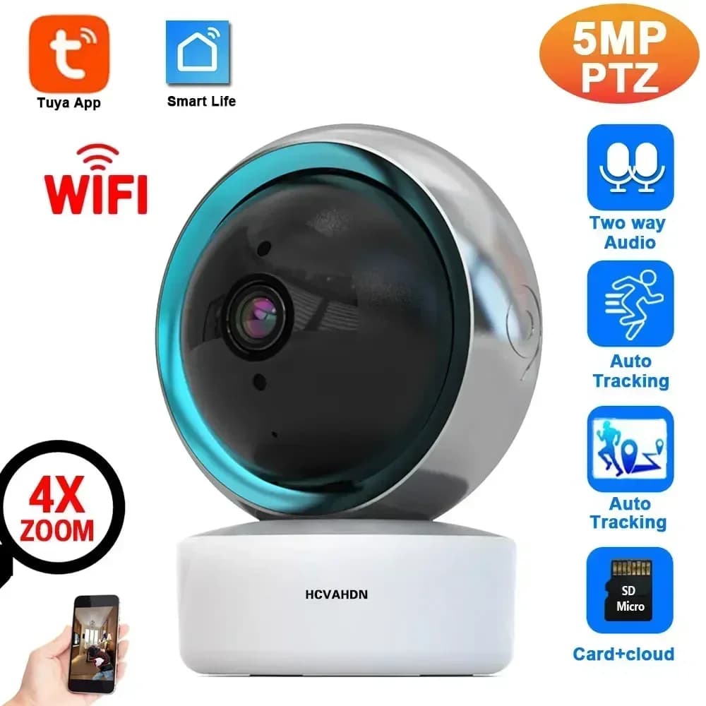 Tuya Smart Life Sistema di telecamere di sicurezza domestica Wireless 5MP Wifi CCTV PTZ Telecamera di videosorveglianza IP Audio bidirezionale Baby Monitor 2K