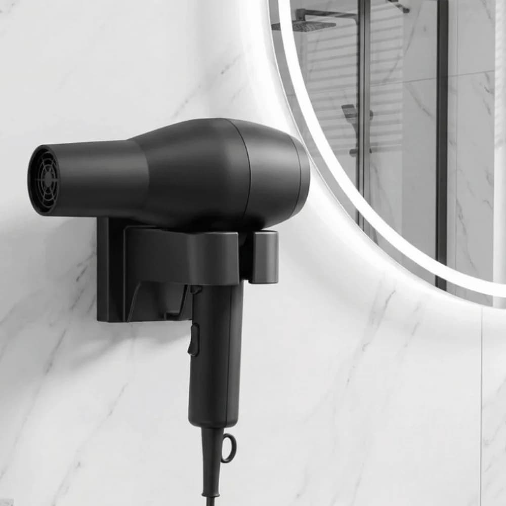 Simple Plastic Hair Dryer Holder Wall-Mounted Punch Free Hair Dryer Rack Space Saving Bathroom Shelf Toilet