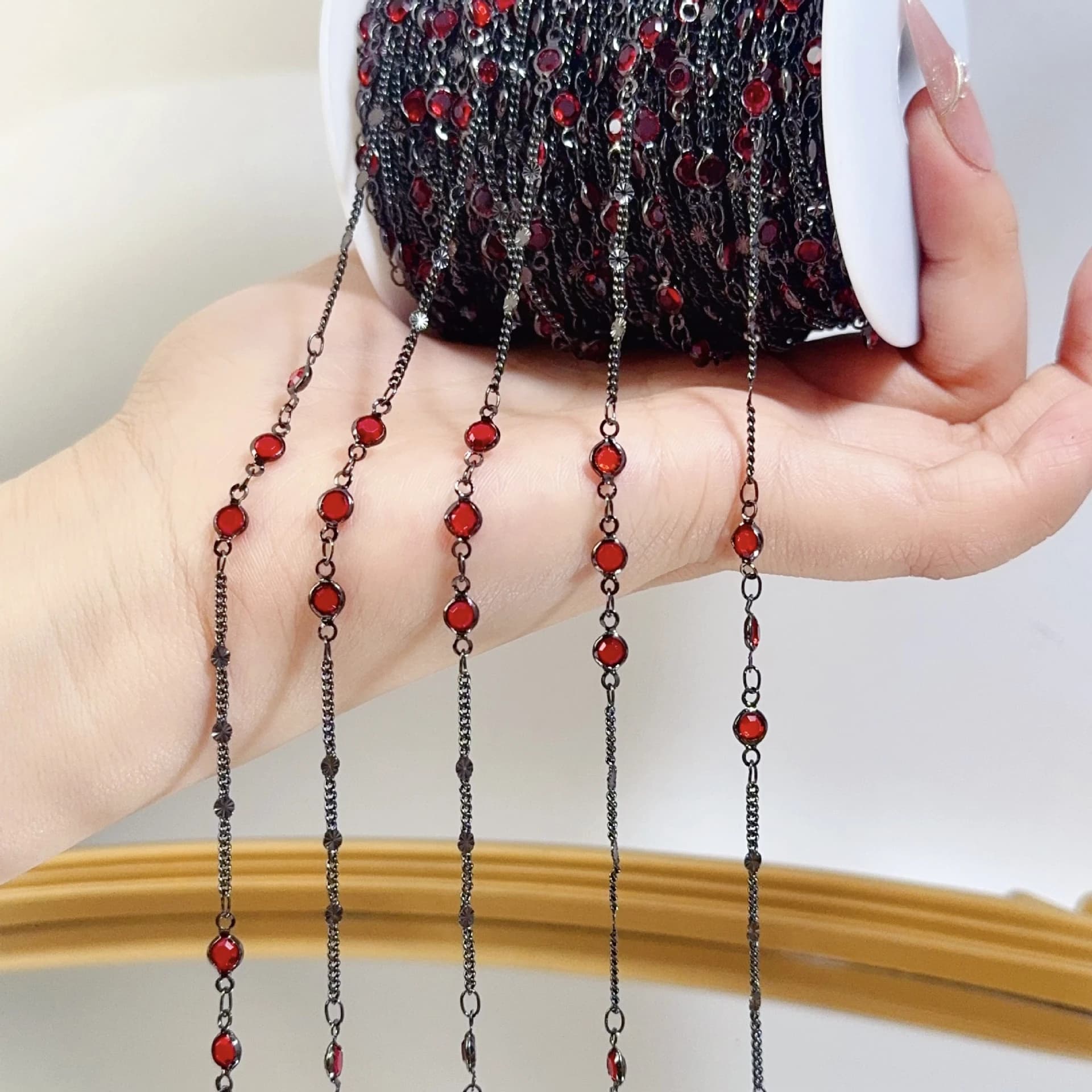 0.5/1Meter Colorful Crystal Beads Sequins Chain Glass Bead Chain for DIY Necklace Bracelet Jewelry Making Supplies