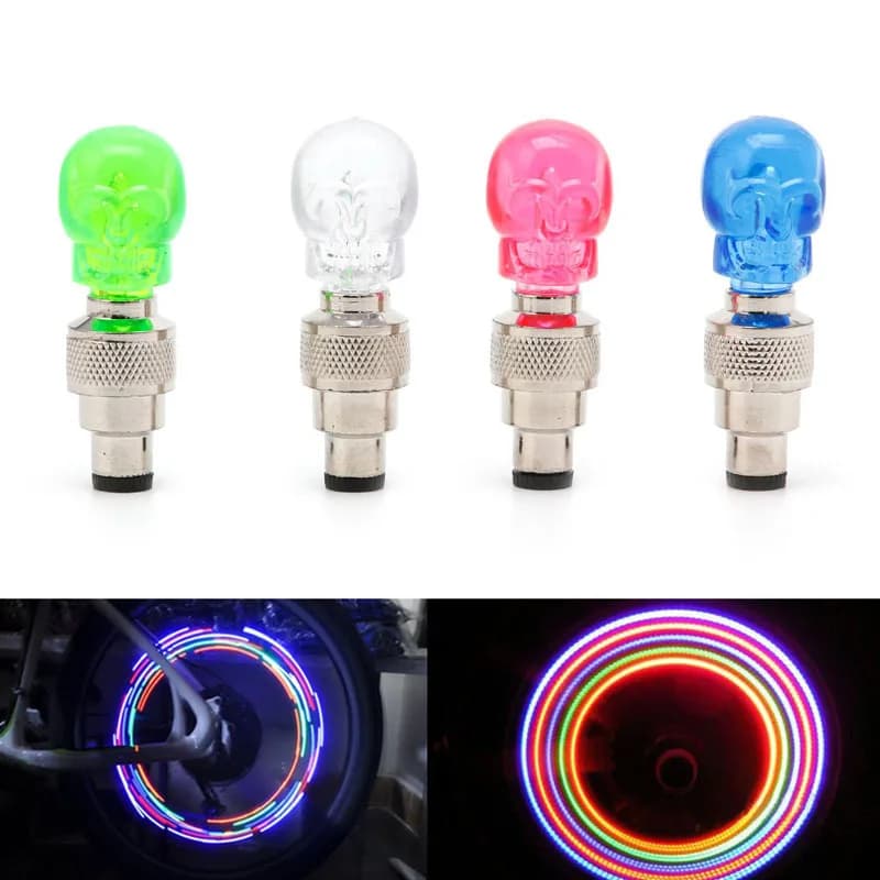 2PCS Bicycle Valve Lights for Wheels Pneumatic LED Light with Air Valve Batteries for Tyres Lamp for Cycling Lanterns Bike Accessories MTB
