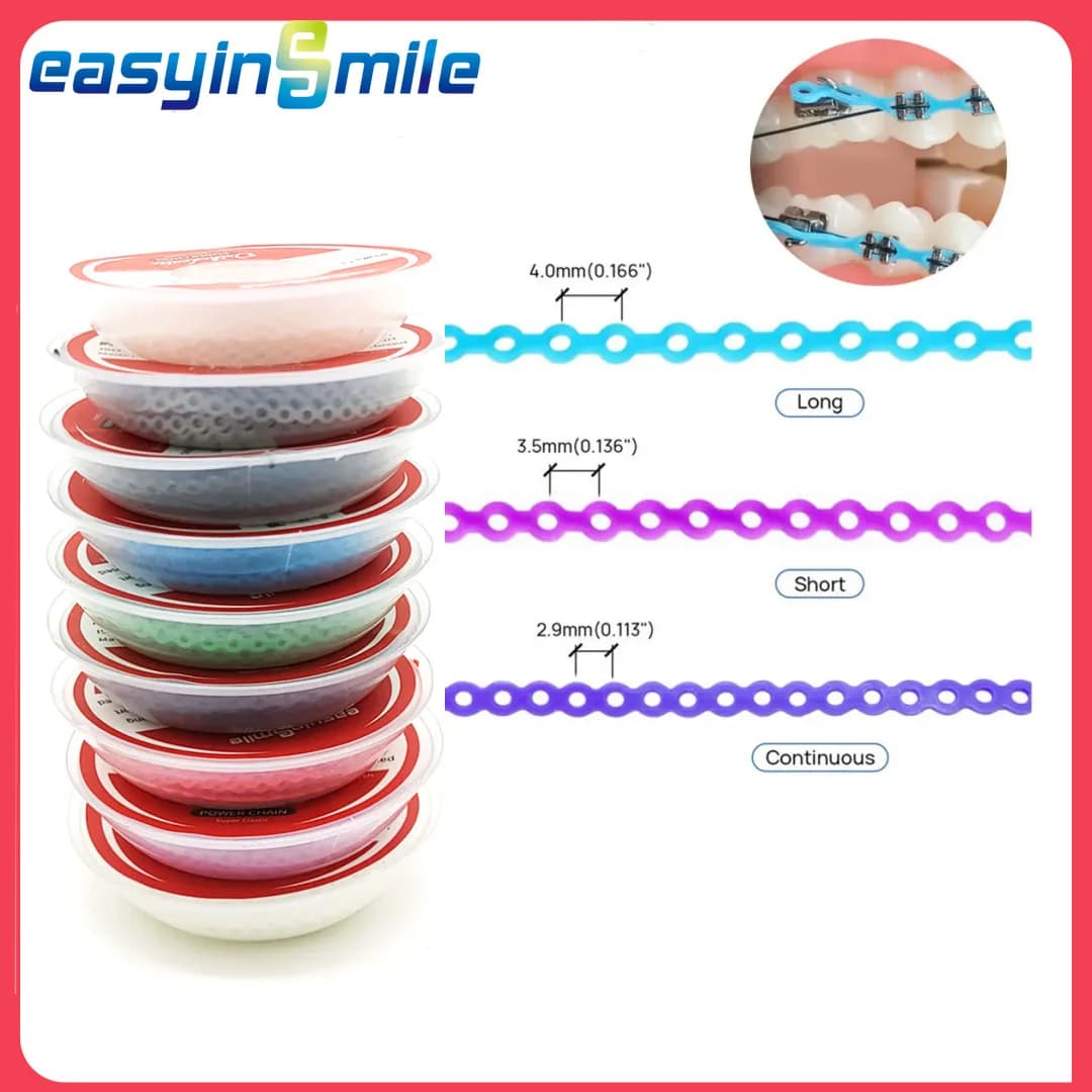 15 piedi/rotolo materiale dentale per catena di alimentazione ortodontica elastico super elastico ultra bobina per apparecchi ortodontici vicino/corto//lungo Easyinsmile