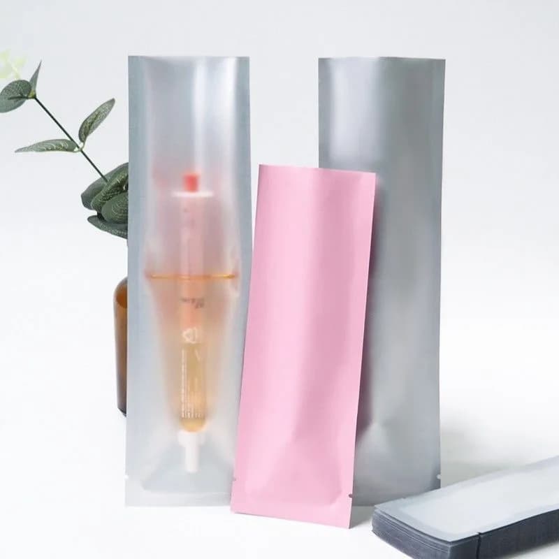Sacchetti per imballaggio termosaldabili lunghi in foglio di alluminio aperto da 100 pezzi - Sacchetti barriera termosaldabili per pennelli cosmetici Prodotti in polvere