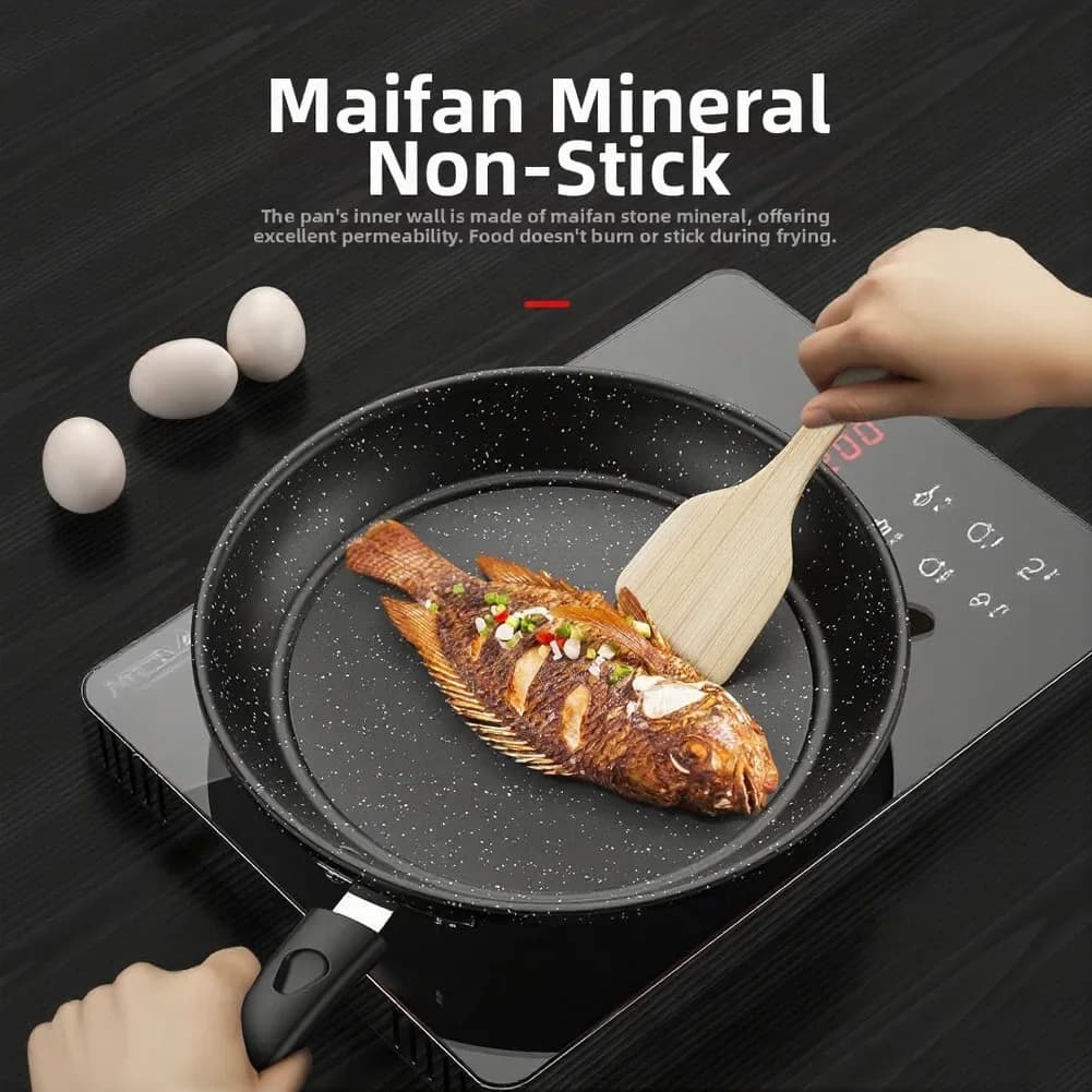 Padella Antiaderente Nera Versatile, Utensile da Cucina Antiaderente, Padella con Rivestimento Liscio Antiaderente, Distribuzione Uniforme del Calore