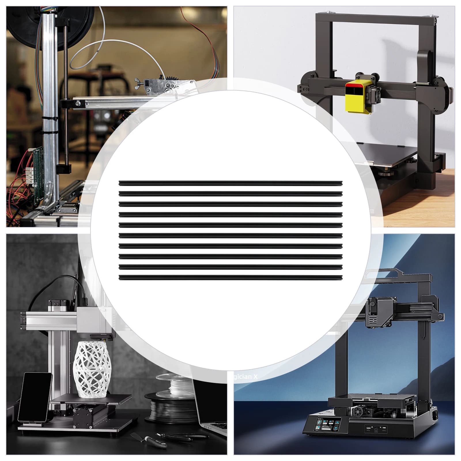 Confezione da 10 Set T-Slot 6063 Estrusione Kit binario lineare per estrusione di alluminio nero per apparecchiature di automazione Stampante 3D CNC Scaffali fai da te