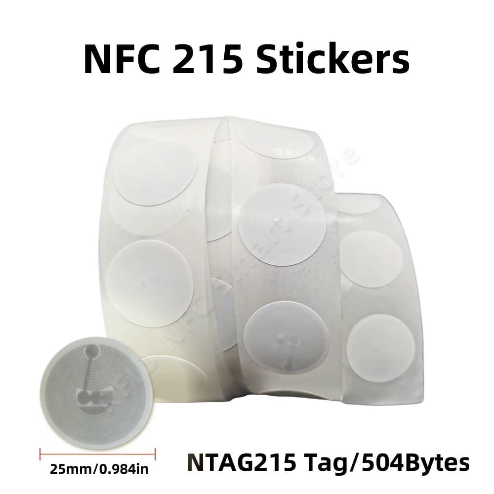 Etichette NFC Ntag213 Ntag215, Adesivi NFC 13.56 MHz 540 Byte, Etichette RFID NFC Adesive per Telefoni NFC