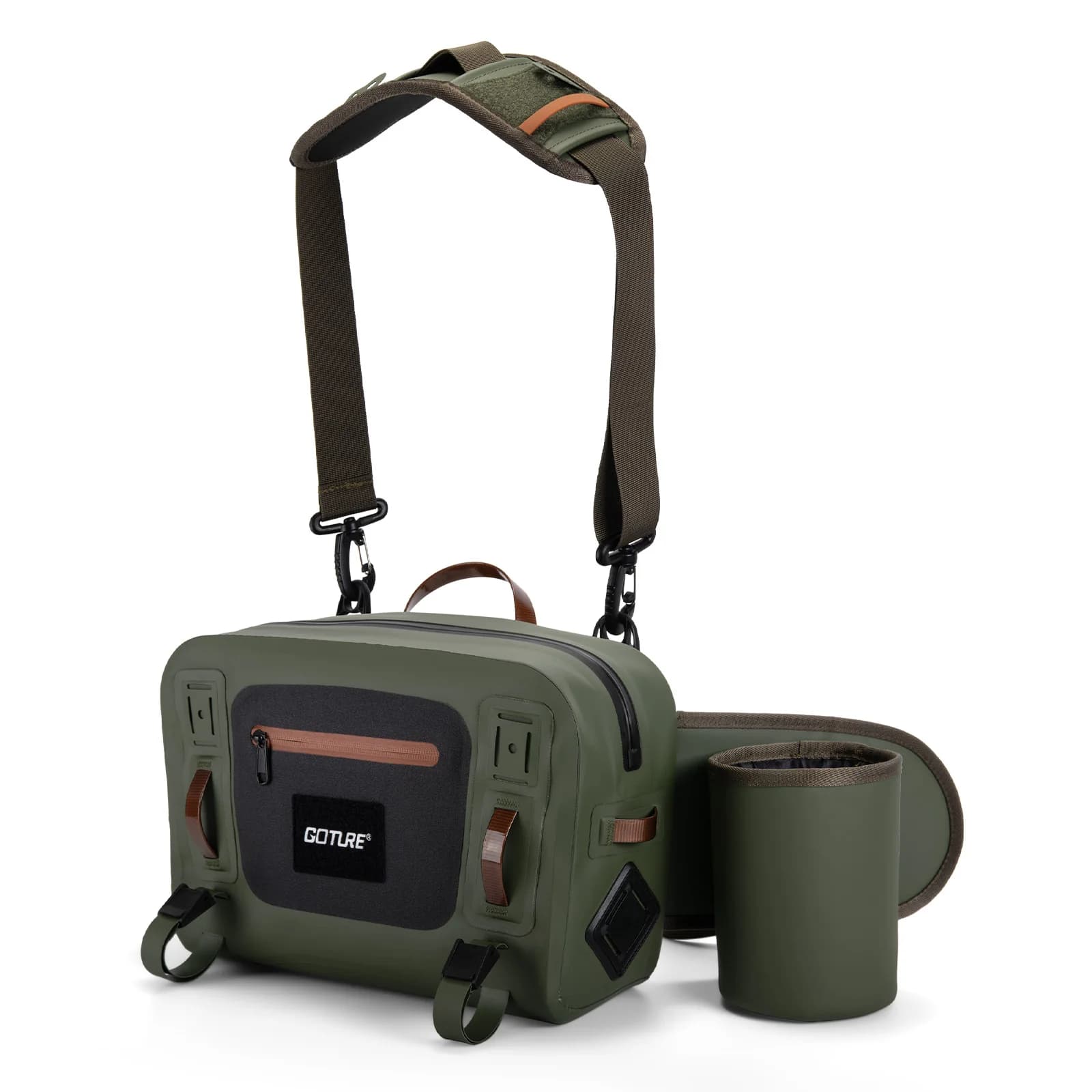 Goture 34.5x23x12.5cm Ultra leggero impermeabile pesca a mosca marsupio attrezzatura da pesca canna a mano rete strumento di archiviazione borsa per accessori