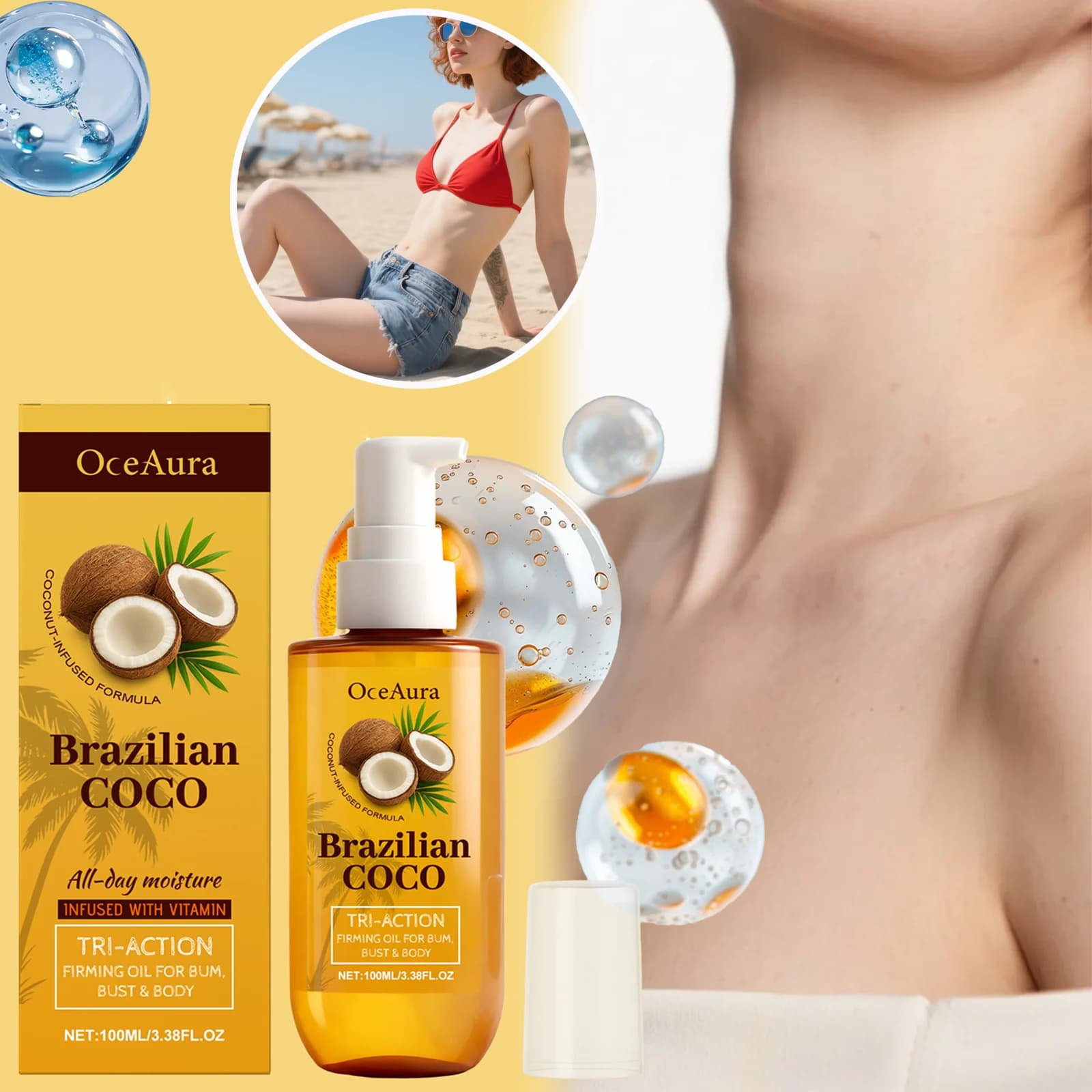 Olio per il corpo al cocco Rassodante e idratante Cura della pelle per il corpo Glutei Petto Vitamina Riccisa Pelle secca Rimedio Nutriente Assorbimento rapido