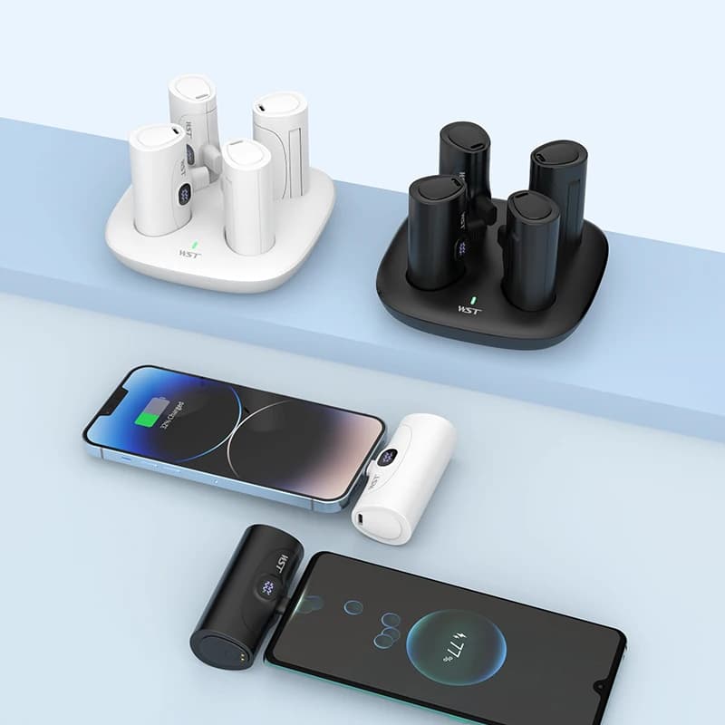 Mini Power Bank 4 x 5000 mAh con stazione di ricarica Caricatore rapido portatile PD 20 W Powerbank per iPhone 16 X Samsung Xiaomi Poverbank