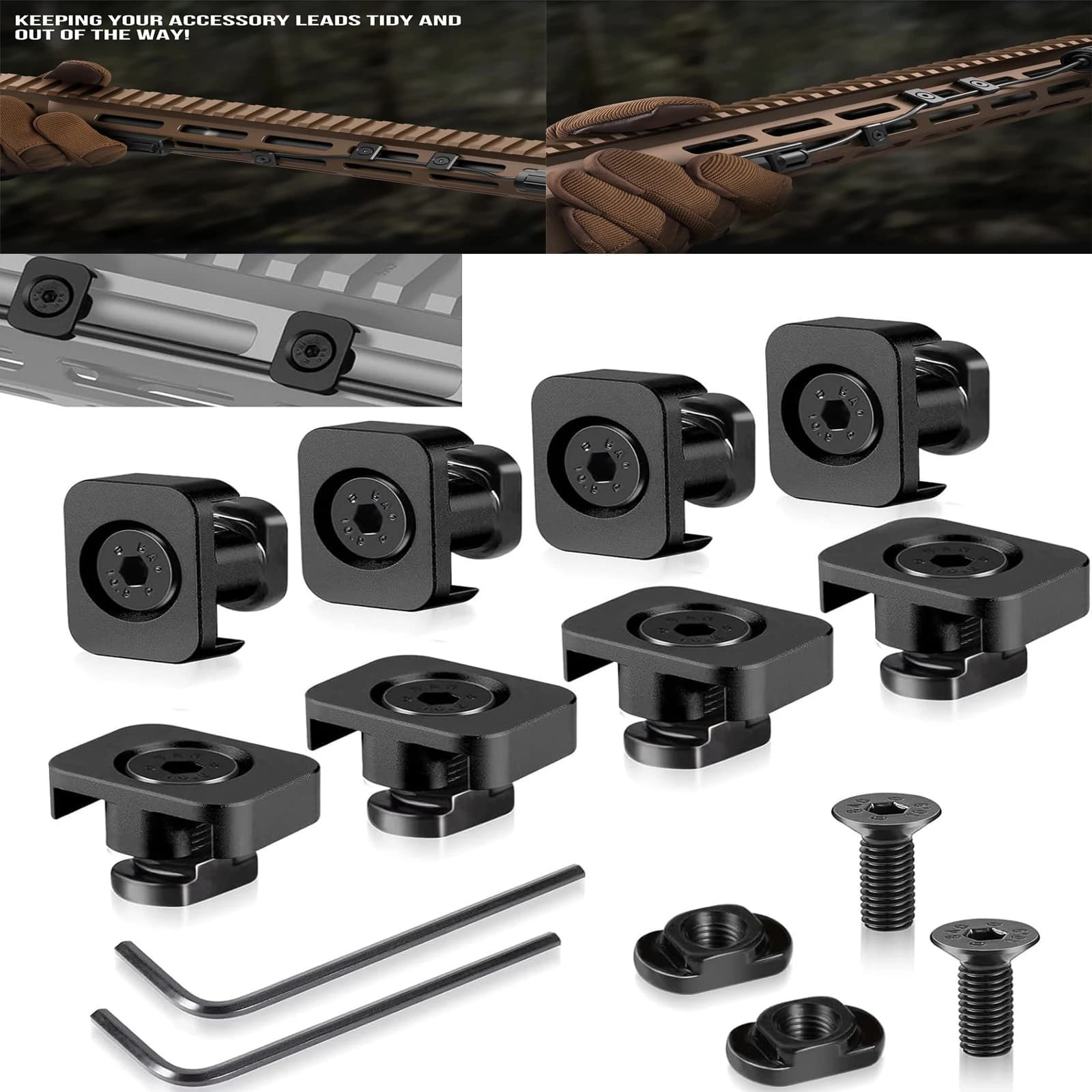 Guide per cavi con pressostato da 8 pezzi compatibili con il sistema M-LOK Clip per la gestione dei cavi laser con torcia elettrica con sistema M-LOK