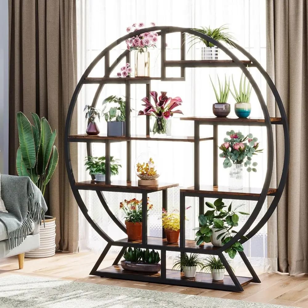 Espositore per Piante da Interno a 63 Livelli con 8 Ripiani per Bonsai e Piante in Vaso, Adatto per Soggiorno, Balcone e Patio