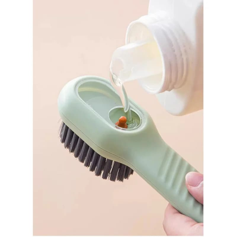 Shoe cleaning brush for home use, press-type liquid dispensing laundry cleaning brush, soft bristles that don't damage shoes