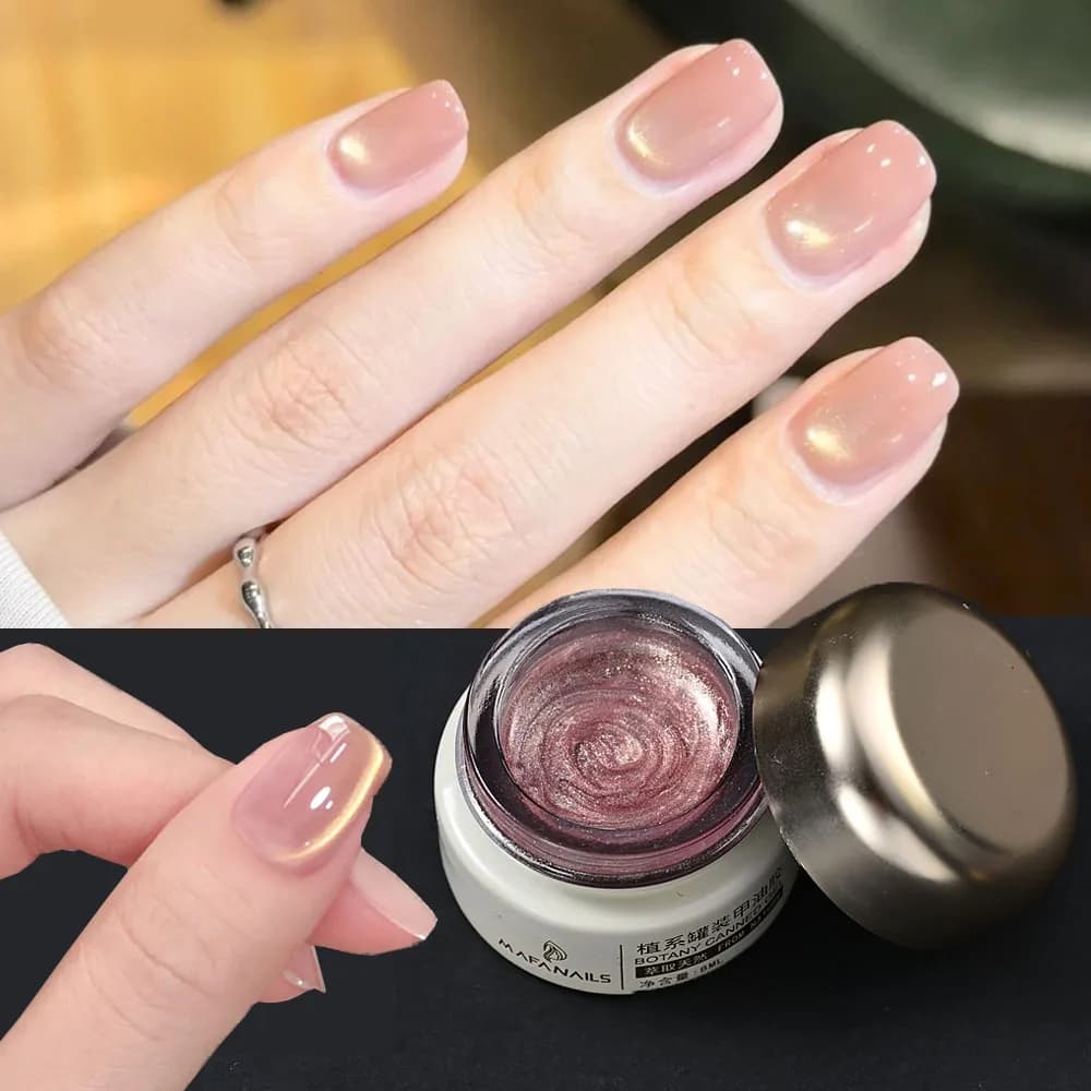 Smalto per unghie gel per occhi di gatto con perline di vetro rosa nudo lucido da 8 ml Lampada UV/LED Luce larga gel per unghie magnetico Soak Off Gel UV per manicure