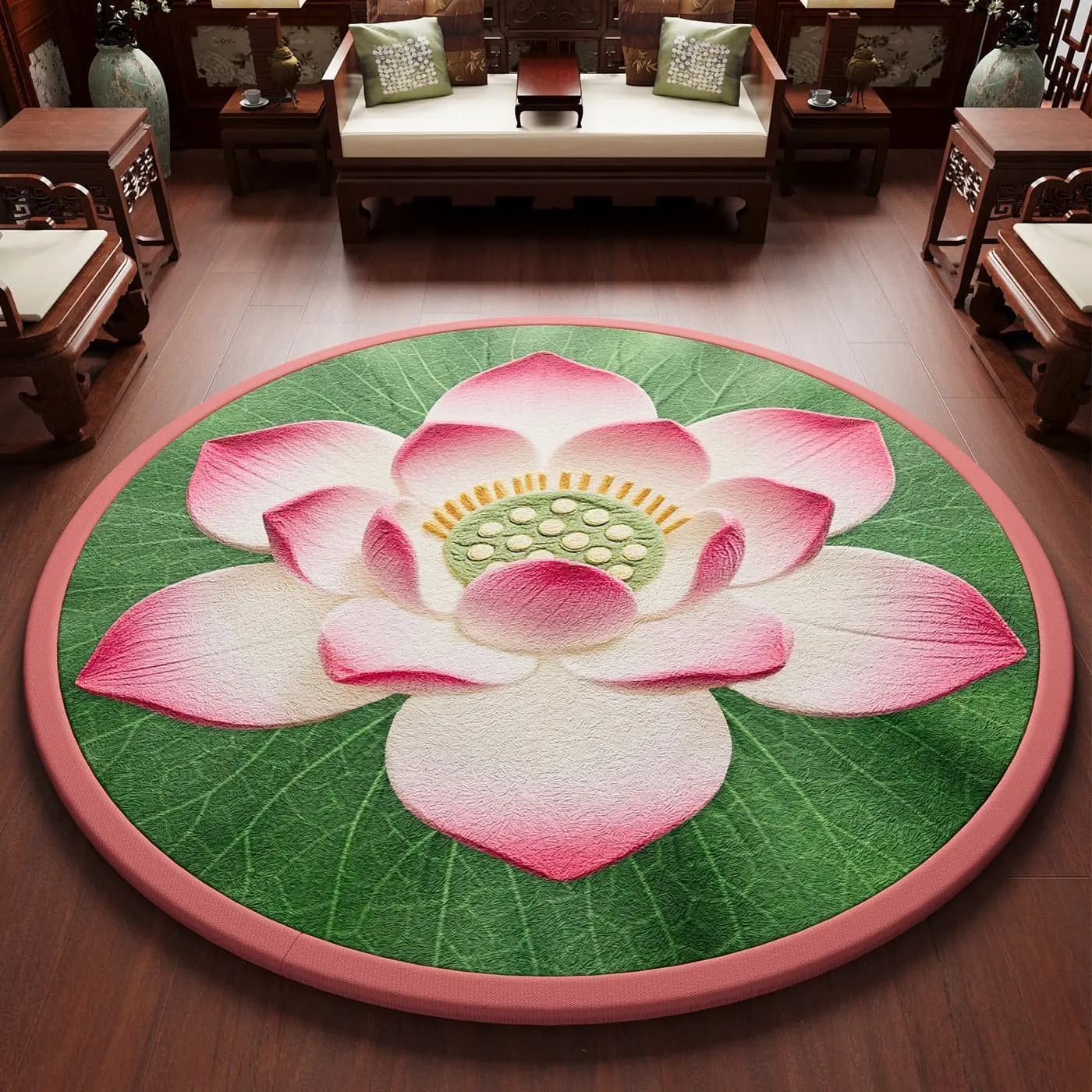 Thickened Knee Pads Meditation Mat Tatami Zafu Cushion Home Use Anti-slip Circular Plant Floral Memory Foam Flocking Pad