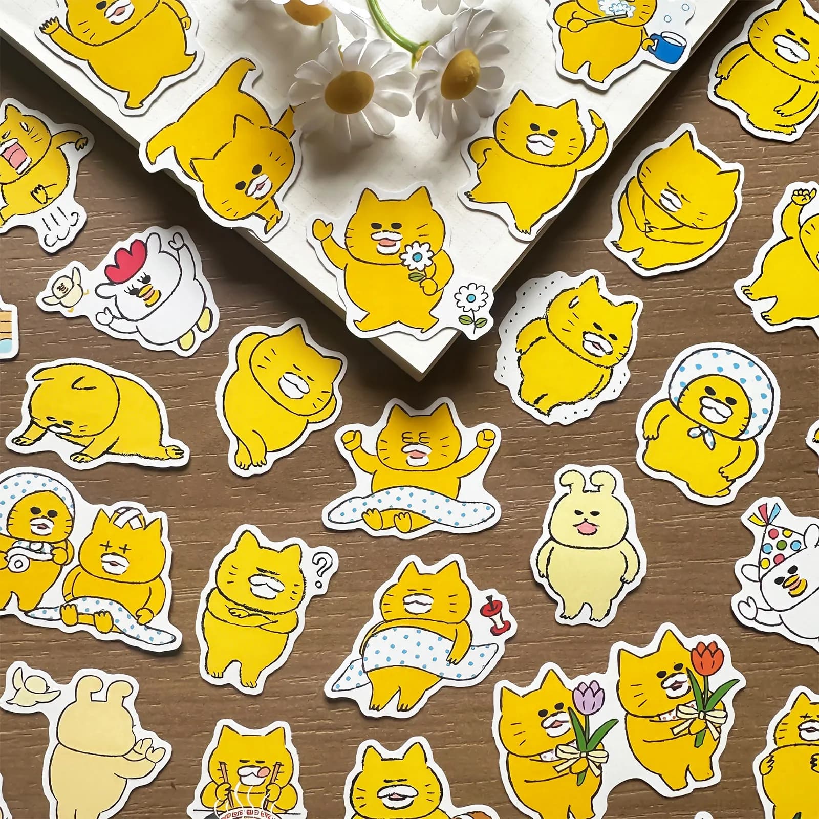 Cute Wild Cat Cartoon Animal Stickers for Journal Notebook Phone Case Decoration DIY Scrapbooking Planner Material