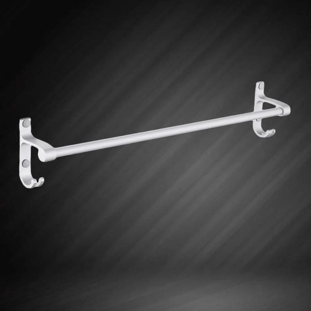Portasciugamani in Alluminio Spaziale da 48 cm, Lucidato, Resistente alla Ruggine, Montaggio a Parete, per Bagno e Cucina, con Porta Spugna e Doppi Ganci