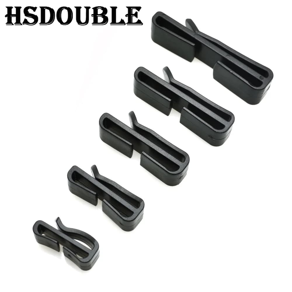 10 Pz/pacco Quick Slip Keeper Fibbia Clip Slider Nero Per Molle Zaino Tattico Cinghia di Regolazione Tessitura 20/25/32/38/49mm