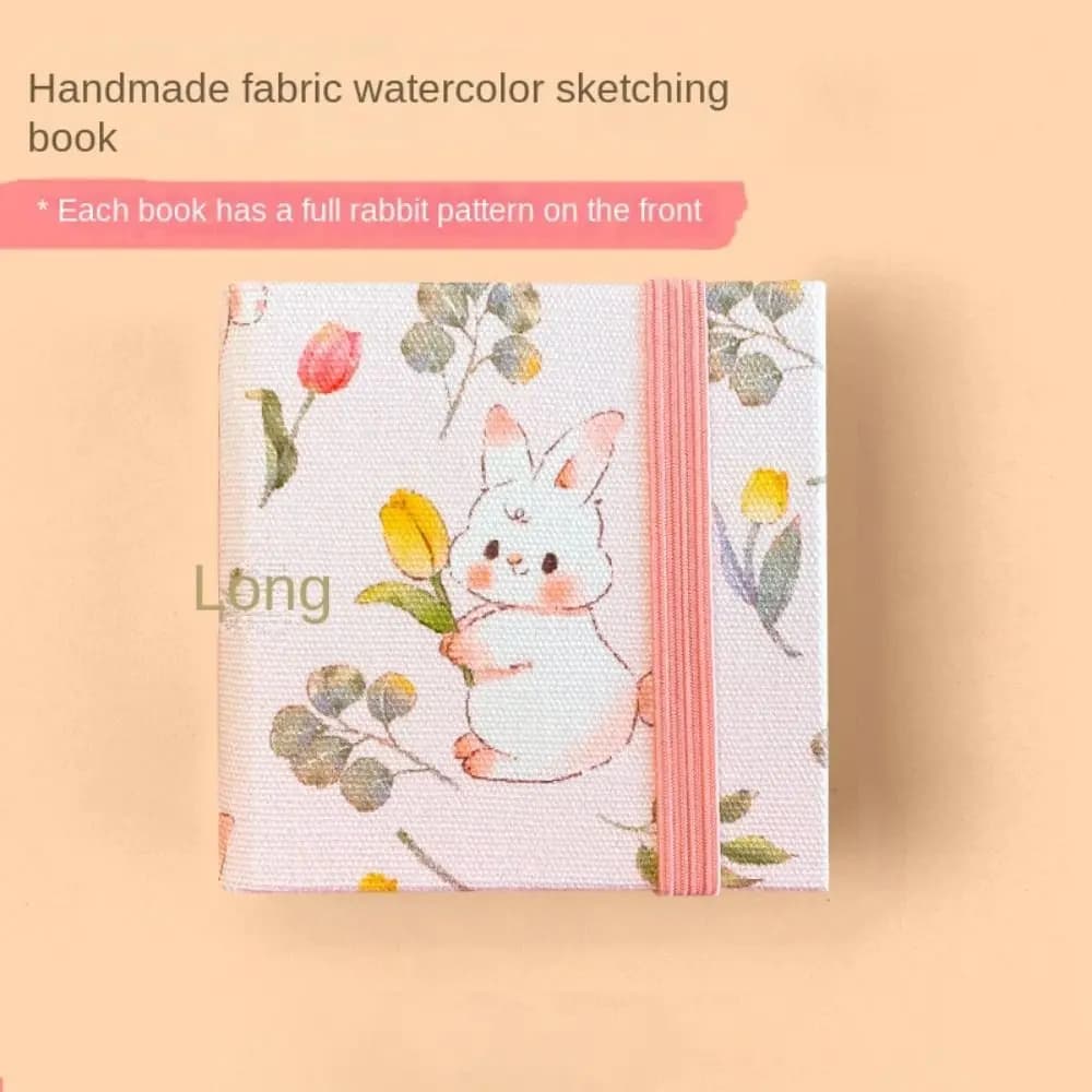 Flower Mini Fabric Watercolor Book Paper Pad Colorful Watercolor Sketchbook 20 Sheets Square Mini Watercolor Painting Book