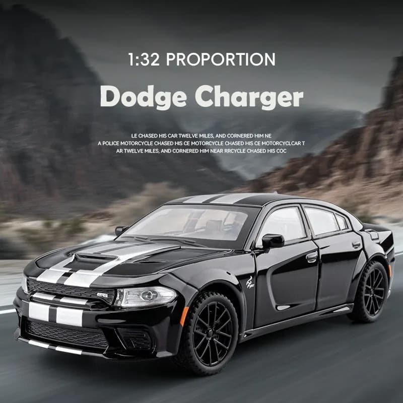 Modellino Auto in Scala 1/32 Dodge Charger in Lega con Suoni e Luci, Giocattolo Die-cast per Bambini, Regalo di Compleanno, Miniatura