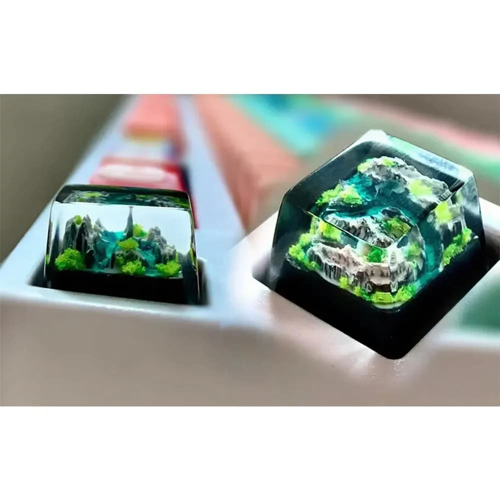 Mountain and Sea Copritasti Resina artigianale Lussuoso PC fai da te Gamer Tastiera meccanica retroilluminata RGB Keycap per GK61 Anne Pro 2 GK64