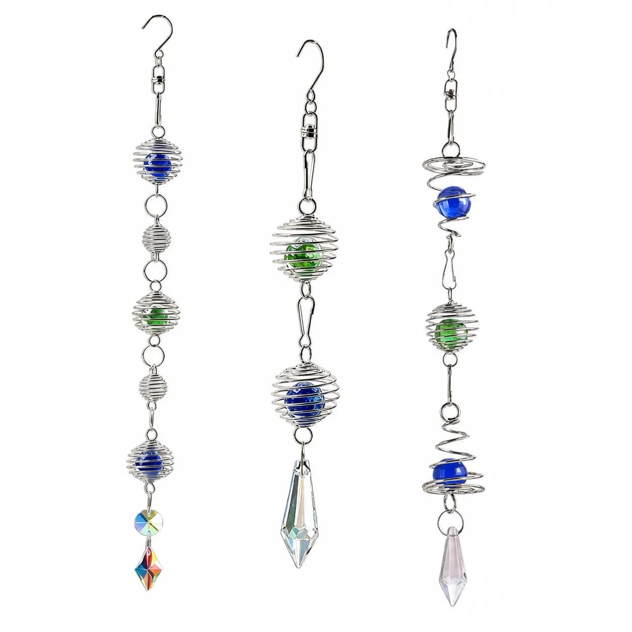 Magical Illusion Wind Spinner Gazing Ball Spiral Tail Stabilizer DIY Suncatcher Crystal Hanging Wind Chimes Catcher Garden Decor