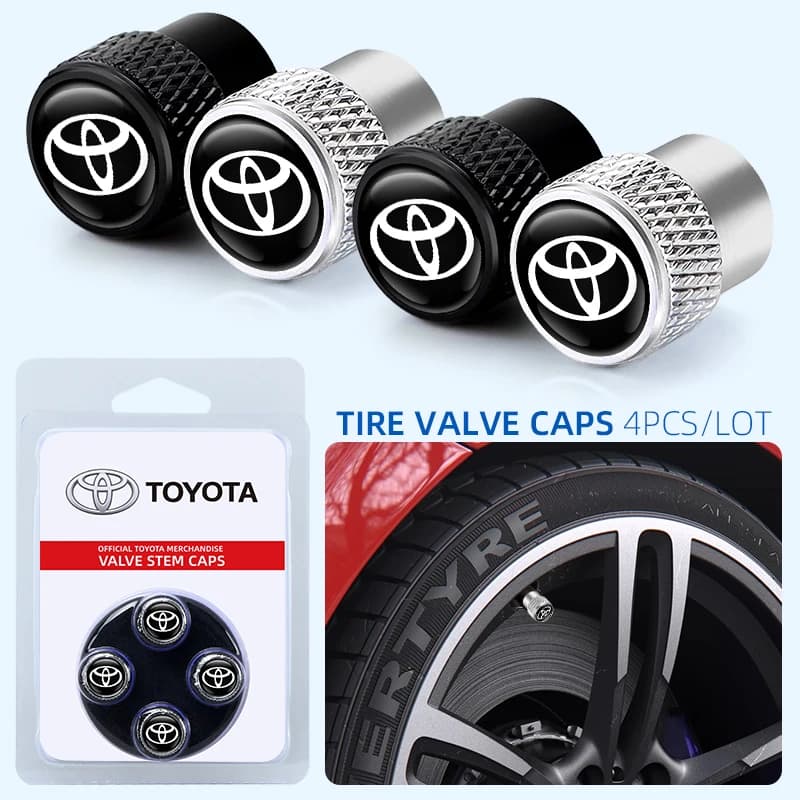 4 Pezzi Tappi Valvola Pneumatici Auto di Alta Qualità Antipolvere Impermeabili Copriruota per Toyota Camry RAV4 Hilux Prius Corolla Yaris