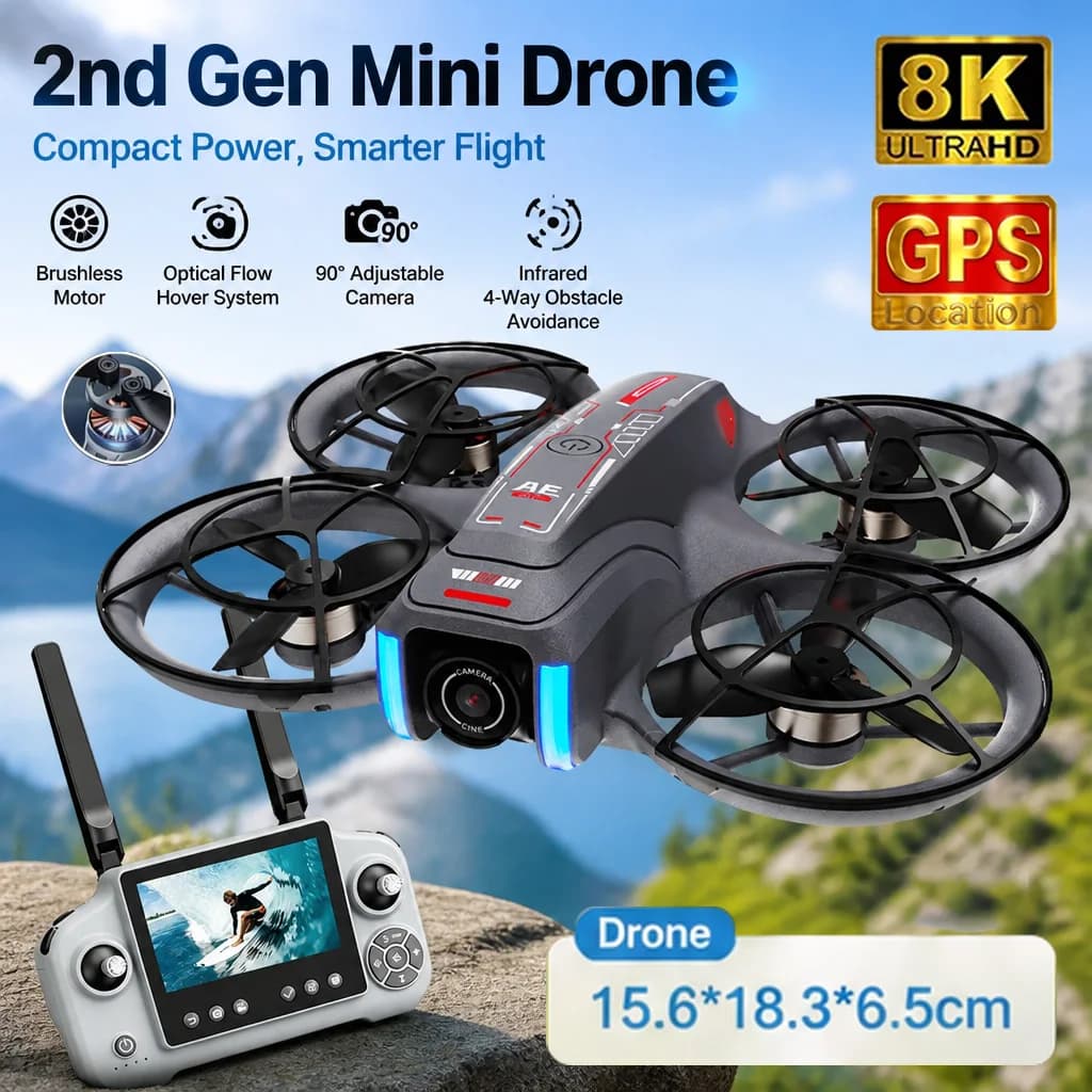 New 2nd AE21 GPS Drone Professional 8K Camera Aerial FPV Brush Avoiding Obstacle with Large Screen Remote Control Folding Drones