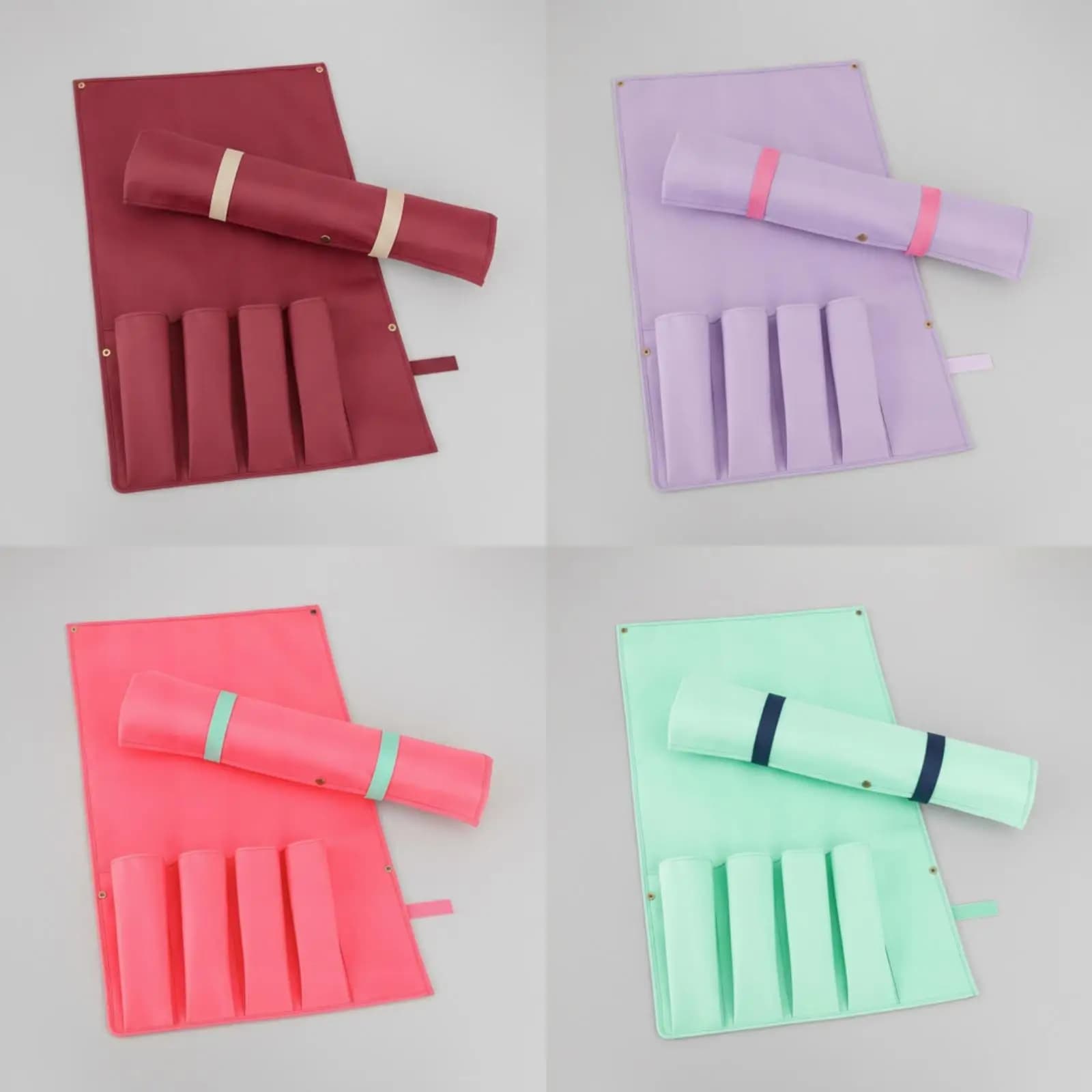 Mahjong Tile Pouch with Compartments Foldable Nylon Storage Bag for Mahjong Table Game Set Accessories Roll Up Portable