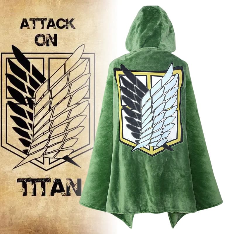 Attacco su Titano Coperta Plaid Pigiama da donna Abito Anime Shingeki No Kyojin Levi Cosplay Prop Mantello con cappuccio Coperta Coperta da tiro Homewear