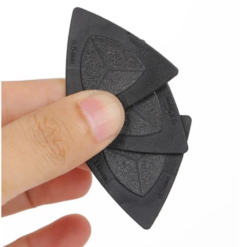 Set di 5 Plettri Triangolari per Chitarra in ABS, Multifunzione 3-in-1, Plettri Multiuso per Chitarra Elettrica