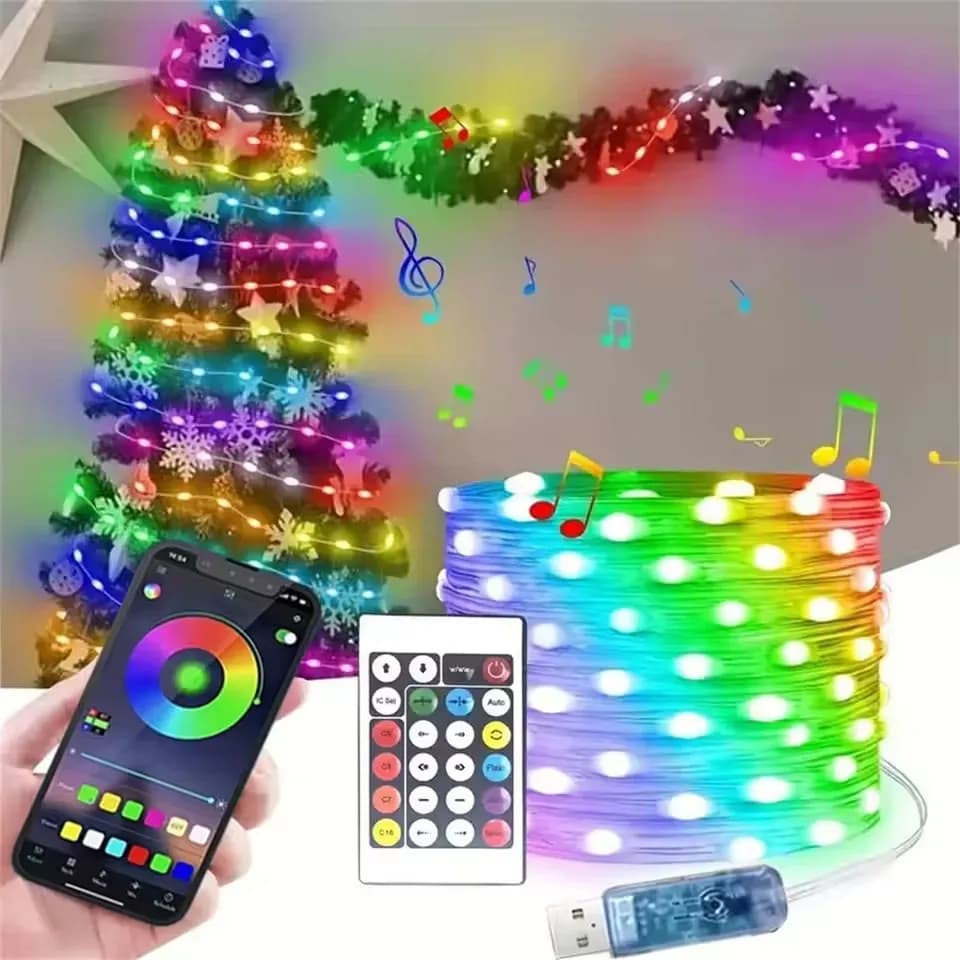 5M/10M RGBIC USB Sting Light Bluetooth APP FAI DA TE LED Lucine Ghirlanda Decorazione per Natale Matrimonio Festa di Compleanno Capodanno