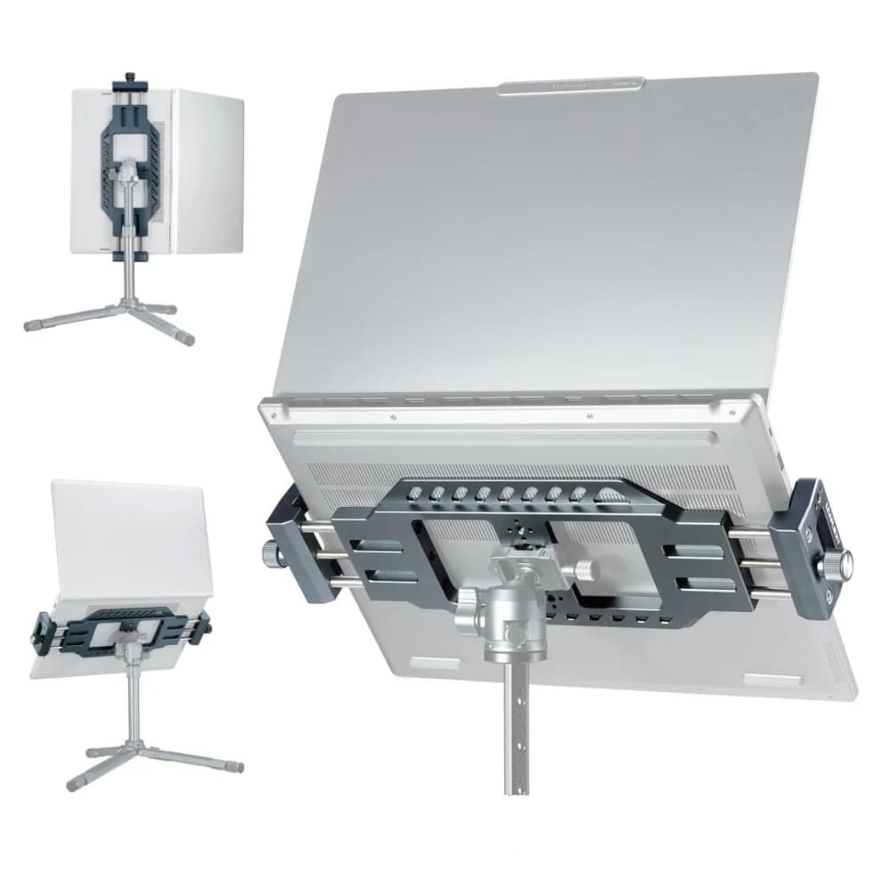 LEAPLIGHT Aluminum Laptop Holder Macbook Clamp with 1/4" & 3/8" Screw Arca Swiss Plate Laptop Mount for Tripod Live Recording