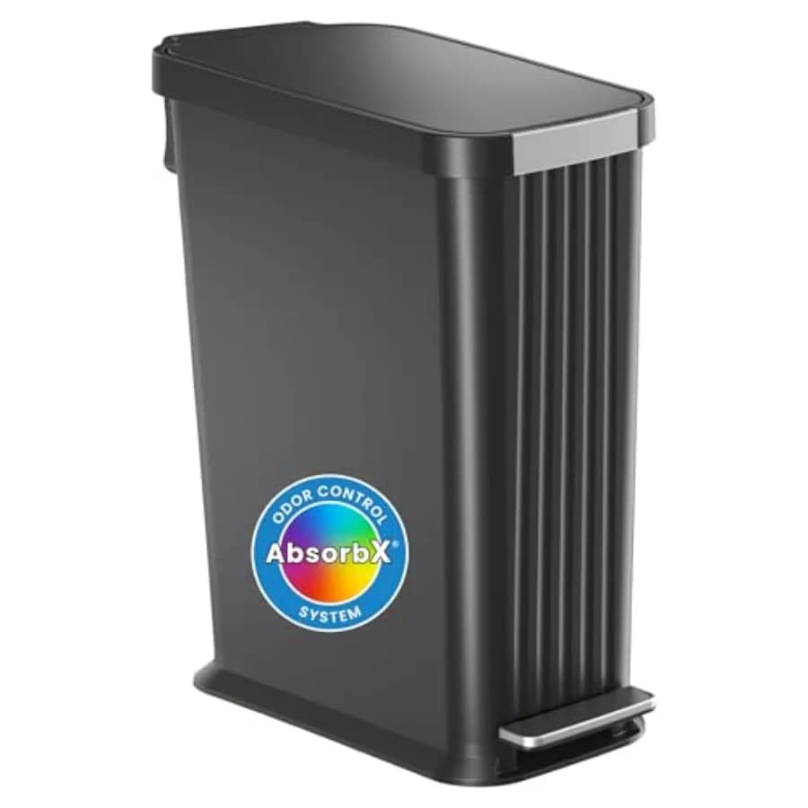 Cestino per Rifiuti da Cucina SoftStep 50 L/13,2 Galloni con Pedale, Filtro Antiodore, Bidone per Riciclaggio Interno Durevole e Antiurto in Acciaio Inossidabile
