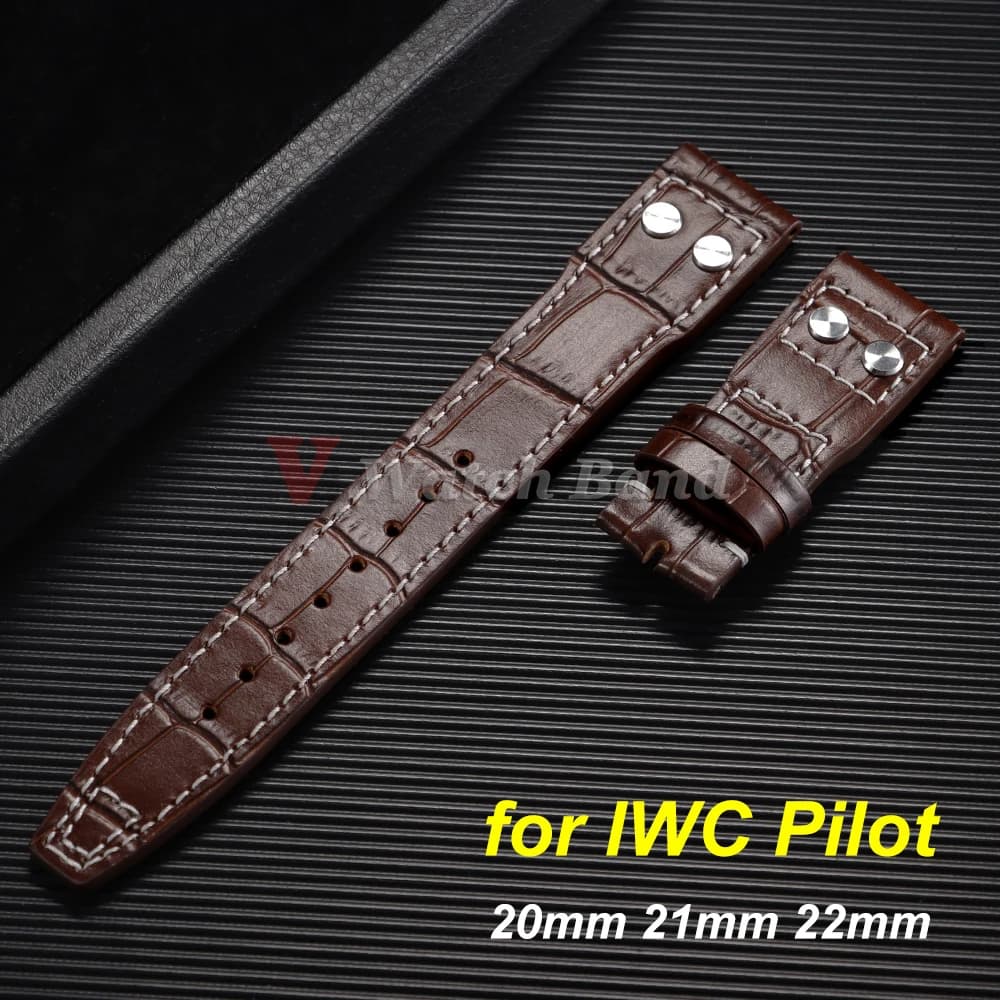 Cinturino per orologio in pelle di vacchetta per IWC Pilot 20mm 21mm 22mm Cinturini Cinturino sportivo impermeabile Cintura da polso in pelle di vacchetta Bracciale da donna da uomo 20 mm
