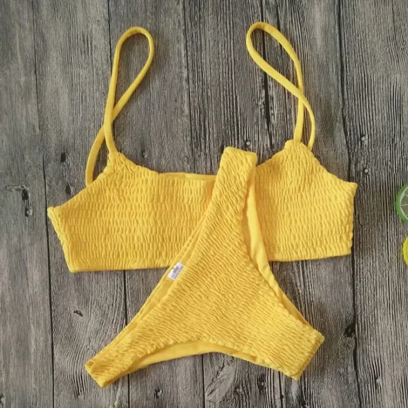 Bikini da donna Piega reggiseno push-up lavorato a maglia con fasciatura bikini per donna Costumi da bagno da spiaggia per le vacanze estive