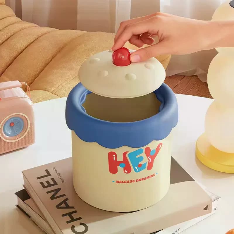 Desktop Trash Can Small Cute With Lid Storage Bucket Home Office Storage Bedroom Small Waste Basket