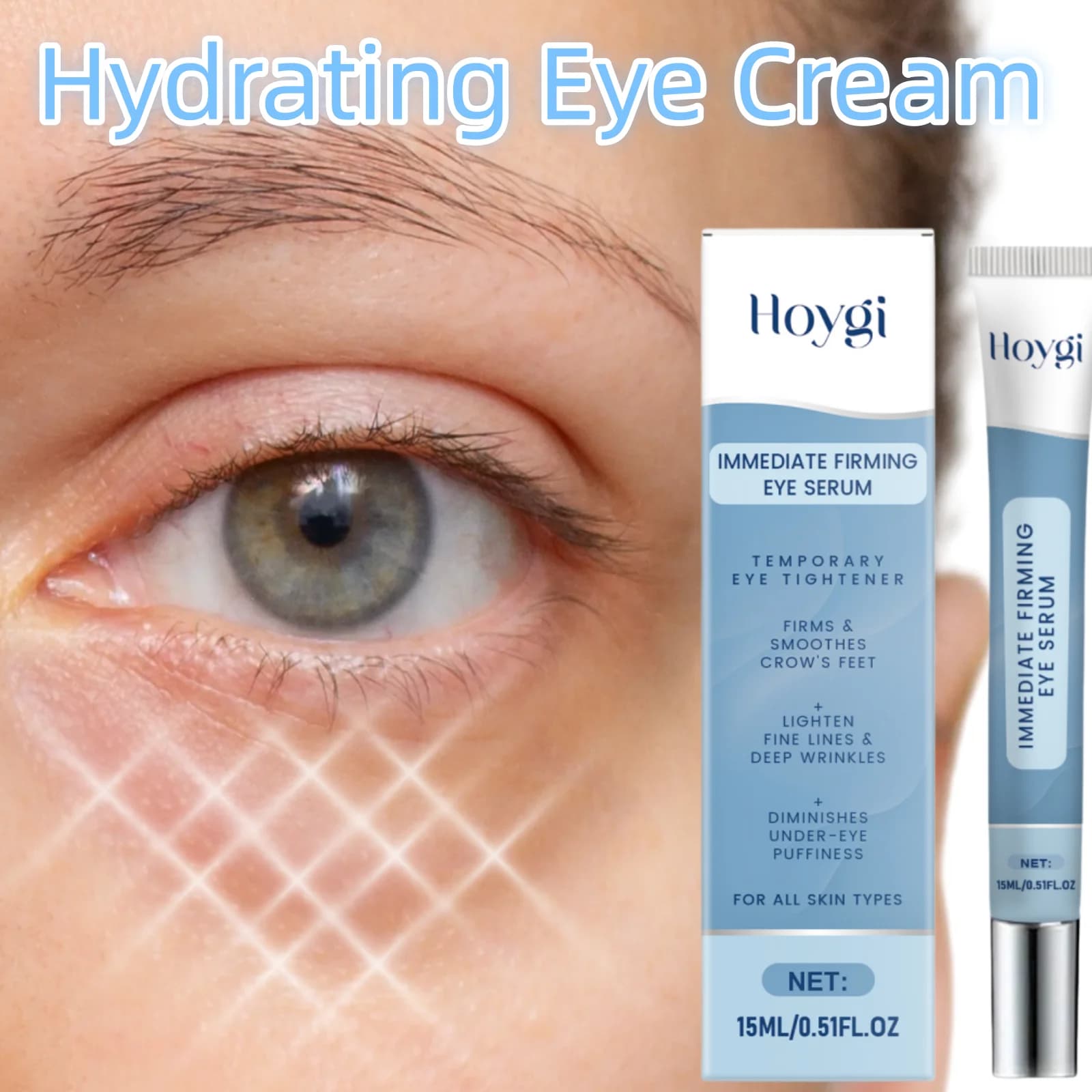 Hydrating Eye Cream,Fade Dark Circles Powerfully,Collagen Smooths Crow Feet,Deeply Hydrate & Lock Moisture,Anti Aging Against Photoaging,De Puffs & Refreshes Tired Eyes,Milia Free Lightweight Texture,Vegan & Cruelty Free
