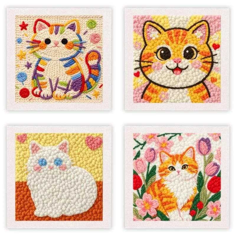 CHENISTORY punch needle embroidery frame Sewing accessories cat Cross stitch kits Tufting cross stitch embroidery kit Home Decor