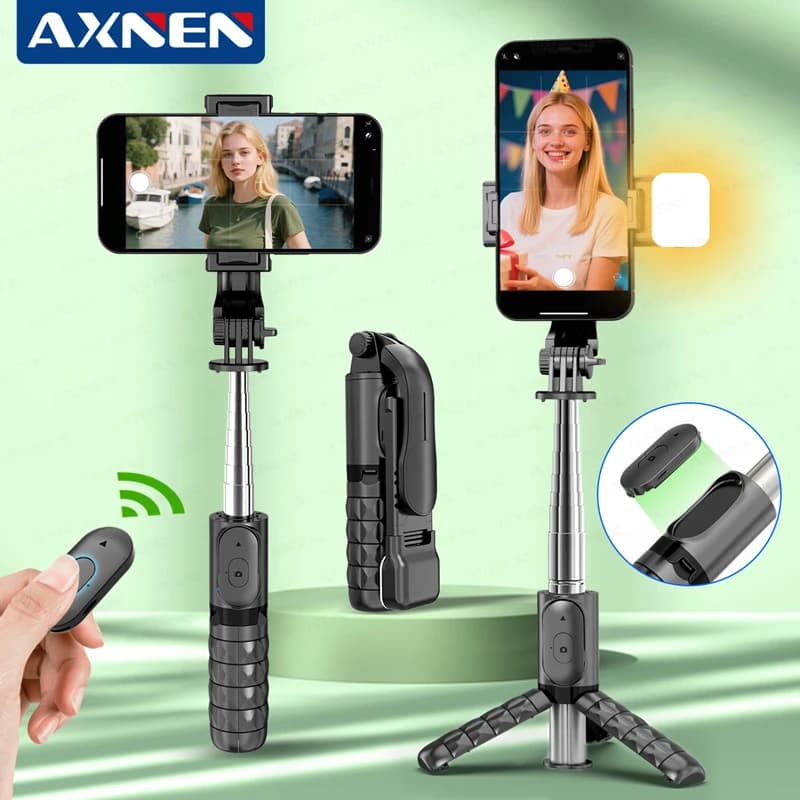 AXNEN Mini Selfie Stick Treppiede Estensibile Portatile Bluetooth Anti-Shake Supporta 360° ° Rotazione dello schermo per Android e iOS