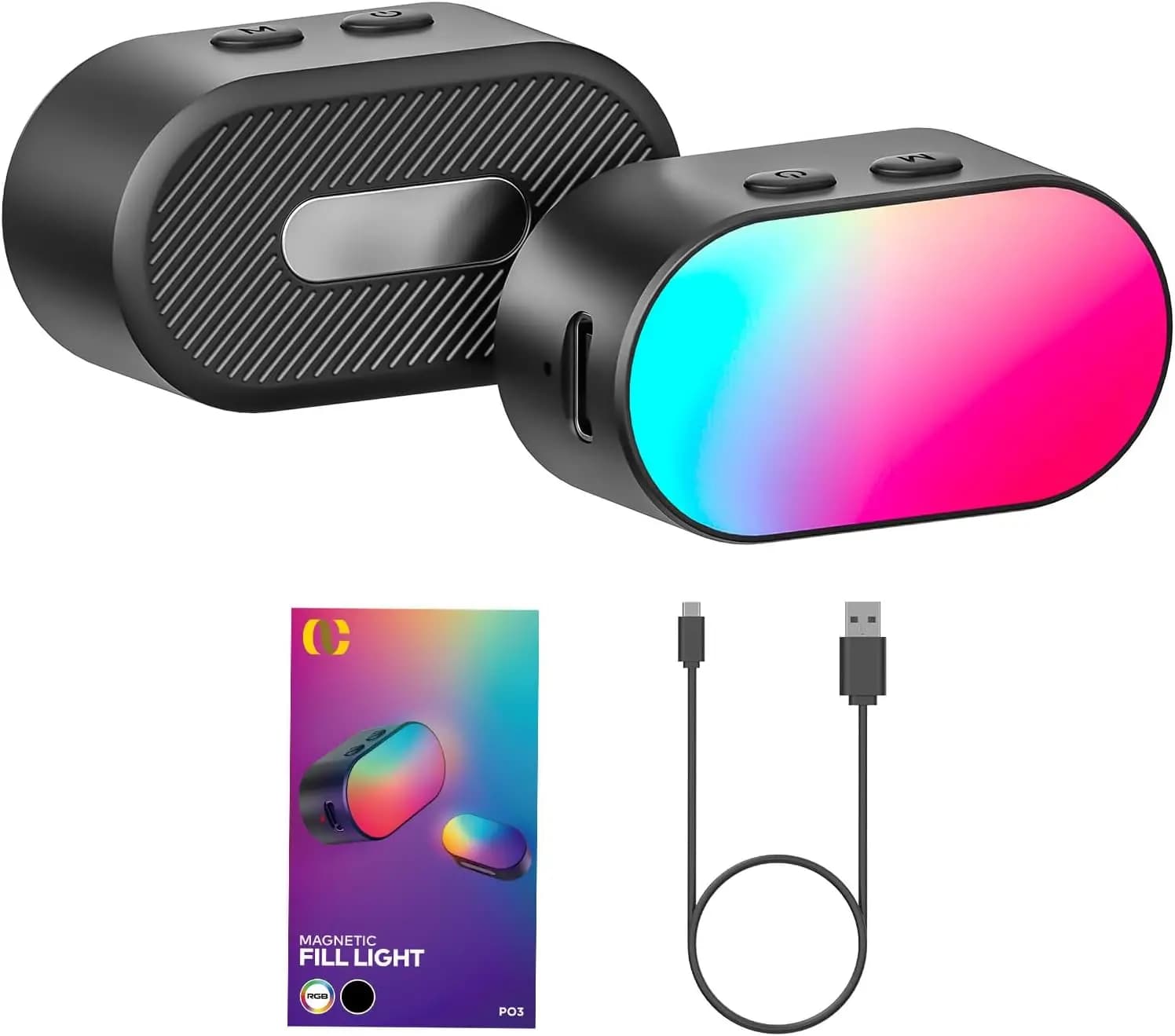 AOCHUAN Mini RGB Magnetic Fill Light Brightness 3-stop 7 Color Adjustment Gimbal LED Light for Photo Video for Phone Selfie