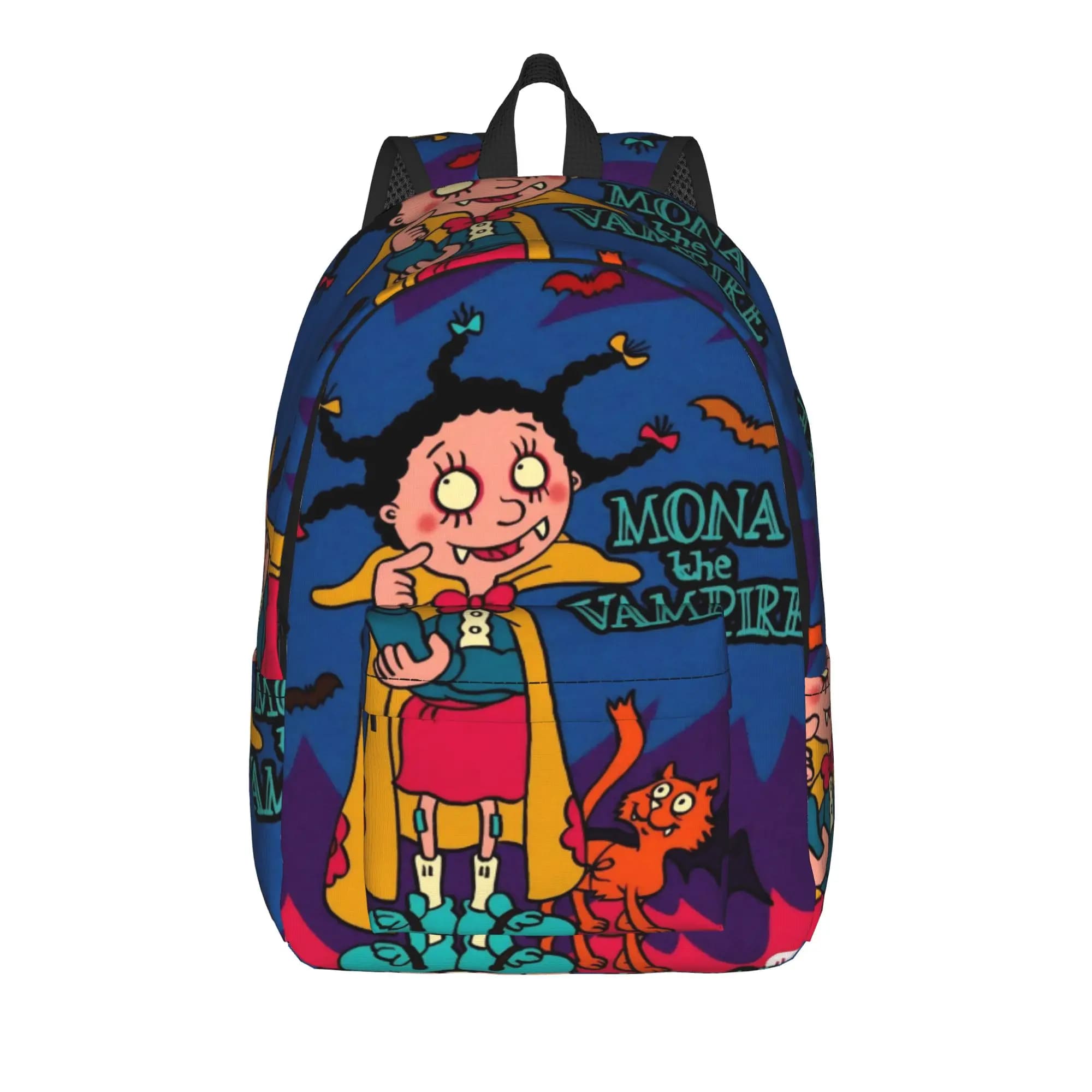 Mona The Vampire Anime Backpack for Men Women Casual High School Business Daypack Laptop Computer Canvas Bags Durable