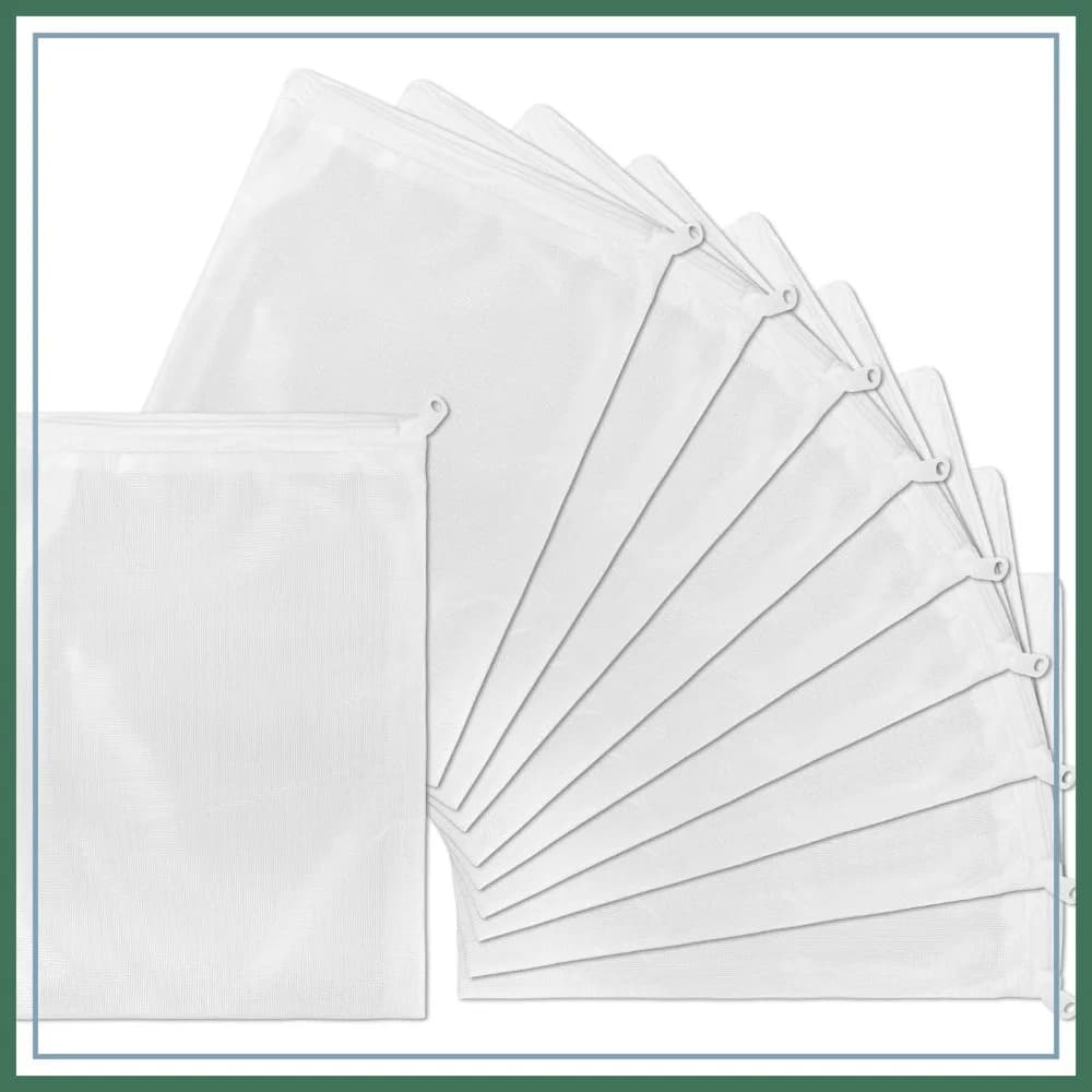 Sacchetti per acquario a rete extra fine, 10 sacchetti filtranti in nylon riutilizzabili con cerniera, 7,9x5,5 pollici