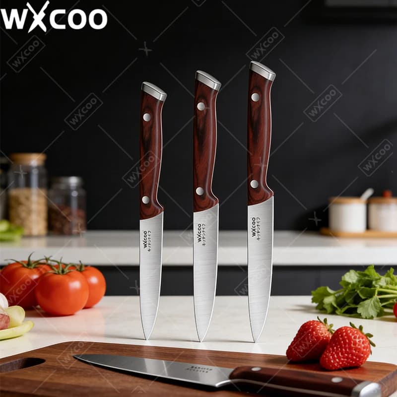 WXCOO Coltello da Cucina Professionale, Coltello per Sbucciare Frutta, Coltello da Chef, Mannaia per Carne, Coltello per Affettare Frutta in Acciaio Inossidabile con Manico in Legno