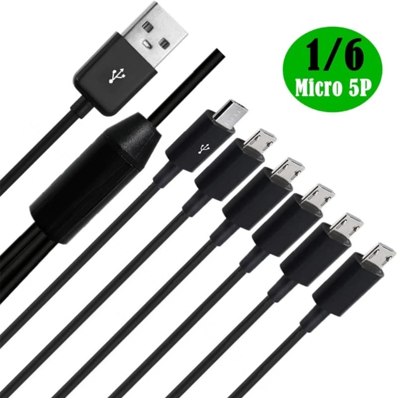 Cavo Splitter Micro USB cavo di ricarica USB Type-C maschio a 6 Micro USB maschio per sincronizzazione dati, cavo di ricarica 6 in 1 ricarica rapida per telefono