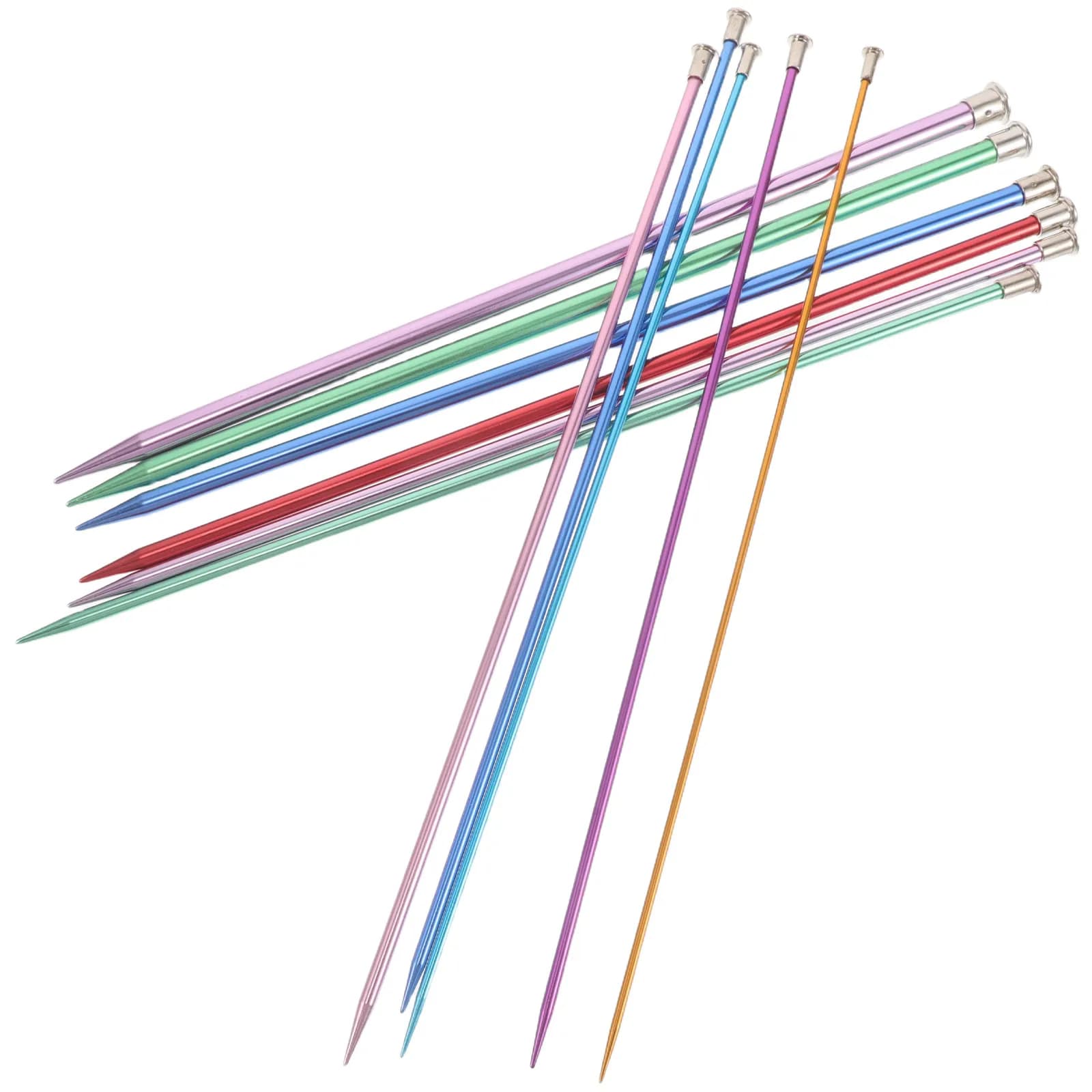 Set di ferri da maglia colorati in lega di alluminio da 11 pezzi per principianti, ferri dritti ergonomici leggeri, punte di precisione da 3,0-10 mm