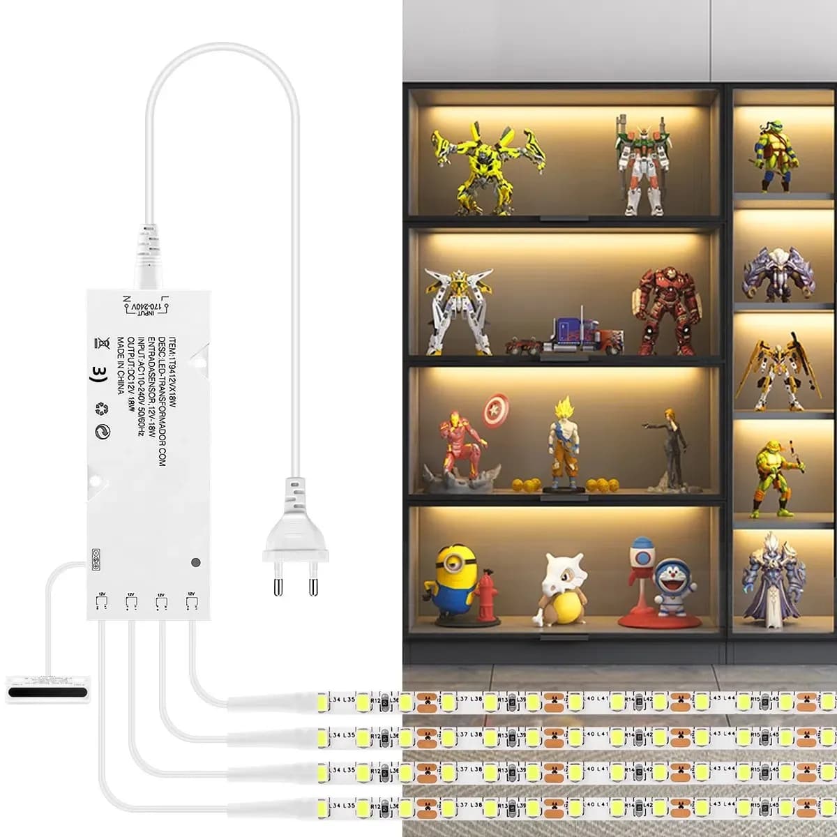 Controllo sensore porta intelligente 1-5PCS Striscia LED sotto le luci dell'armadio Set illuminazione integrata ON/OFF automatico per armadio guardaroba scaffale