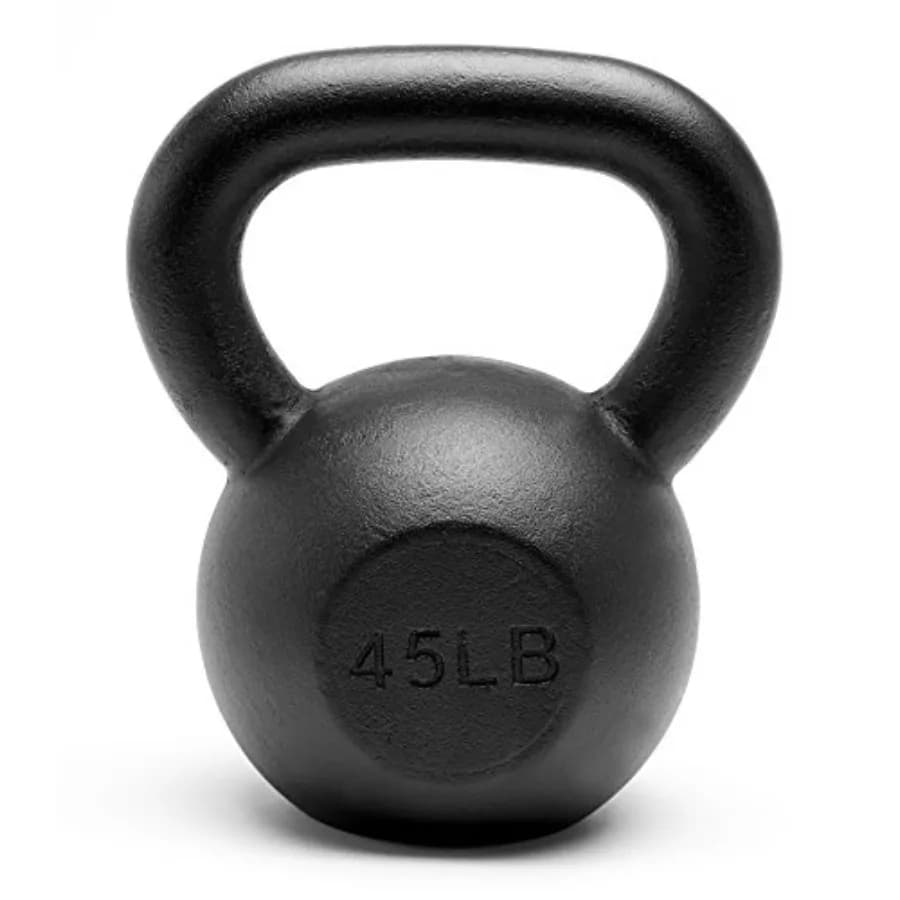 Kettlebell in Ghisa Massiccia Verniciata a Polvere Premium da 5 a 45 Libbre per Allenamento in Palestra Domestica, Nero con Finitura Resistente e Antiscivolo