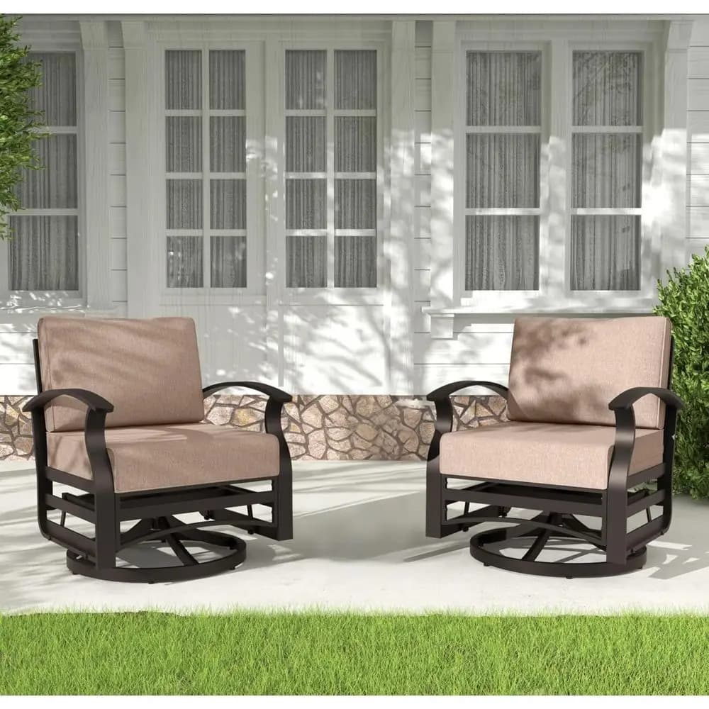 Set of 2 Seats in Dondolo Outdoor Swivels with Bearings, Garden Shower Chairs in Color Sand