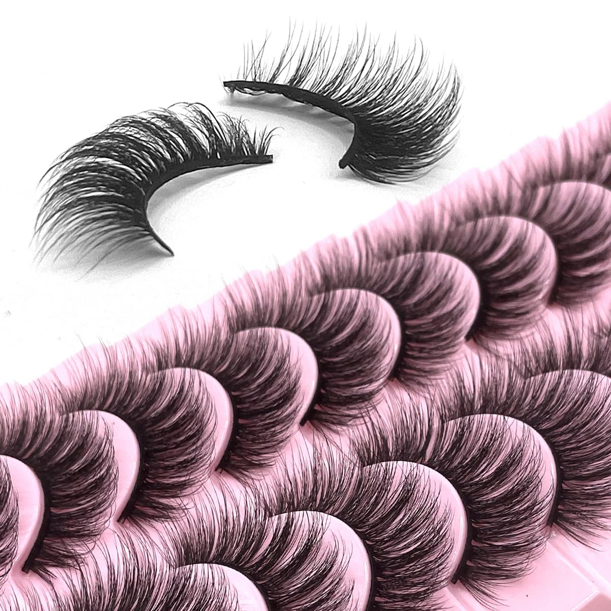 Ciglia voluminose russe 5/7/10 paia Ciglia finte soffici 3D Estensioni riutilizzabili Grande curva per un look drammatico del trucco degli occhi