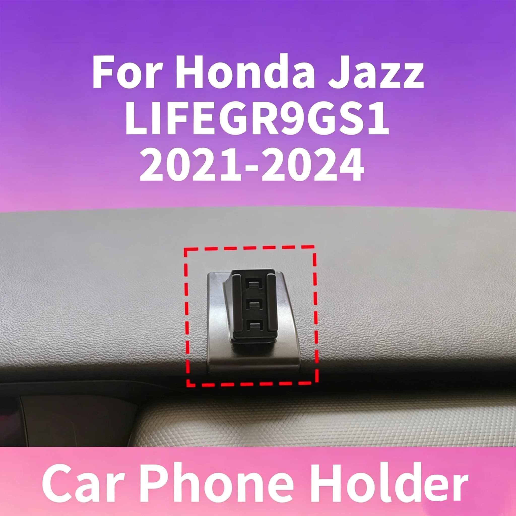 Base con chiusura a fibbia per supporto telefono da auto, compatibile con Honda Jazz LIFE GR9 GS1 2021 2022 2023 2024, compatibile con vari supporti per telefono.