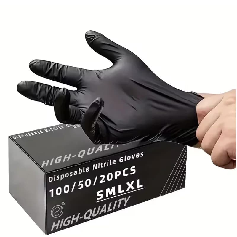 100/50/20PCS Black Nitrile Gloves Thickened Disposable Gloves for Cleaning Hairdressing Waterproof Dishwashing Tattoo Gloves